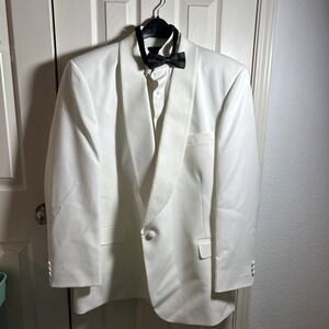 Formal Wear by Raffinati Size 48L White Tuxedo Jacket W/ 2XL Shirt and Black Tie